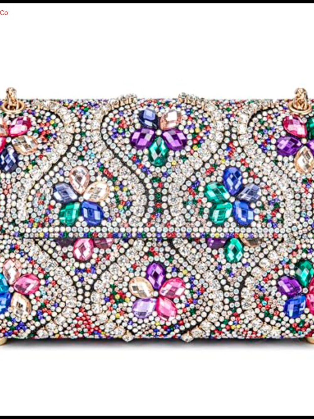 Rhinestone Evening Clutch Floral Leather Shoulder Bag Wedding Party